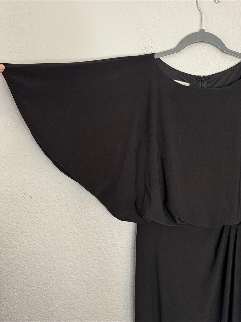 BHLDN Anthropologie Lena Caped Flutter Sleeve Maxi Dress Gown Black Size 10 - Picture 3 of 8